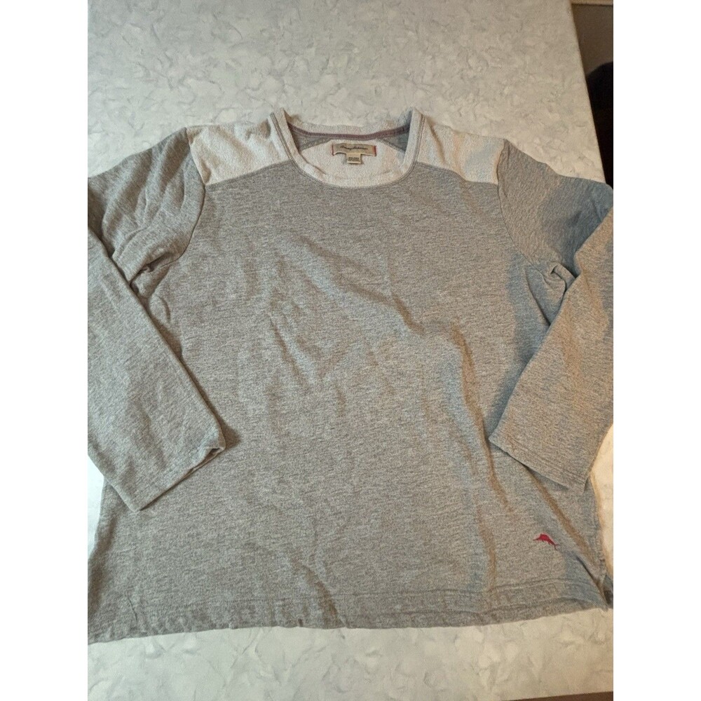 Tommy Bahama Mens XXL Sweatshirt Gray Heather Crewneck Pullover Red Marlin Logo
